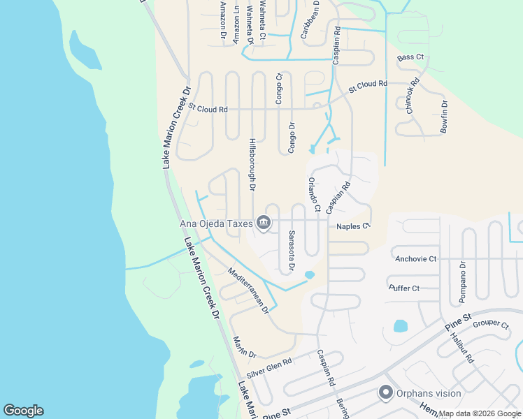 map of restaurants, bars, coffee shops, grocery stores, and more near 1423 Sarasota Drive in Poinciana
