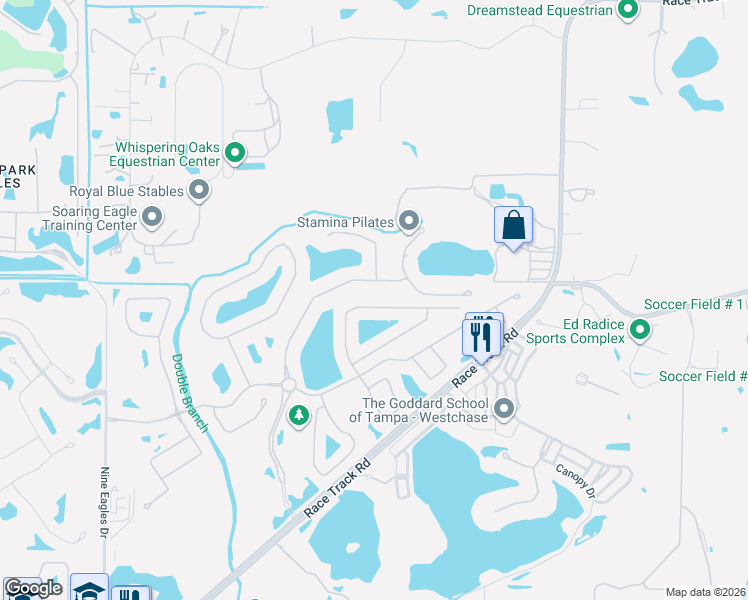 map of restaurants, bars, coffee shops, grocery stores, and more near 14745 San Marsala Court in Tampa