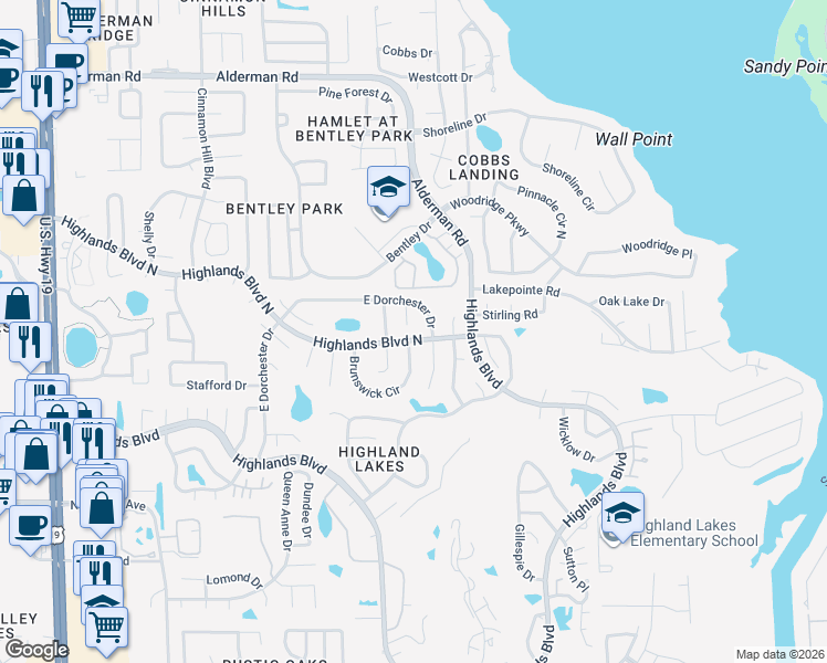 map of restaurants, bars, coffee shops, grocery stores, and more near in Palm Harbor