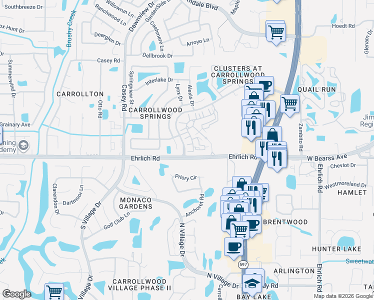 map of restaurants, bars, coffee shops, grocery stores, and more near 4008 Sand Palm Court in Tampa