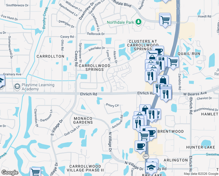 map of restaurants, bars, coffee shops, grocery stores, and more near 4008 Palmetto Palm Court in Tampa