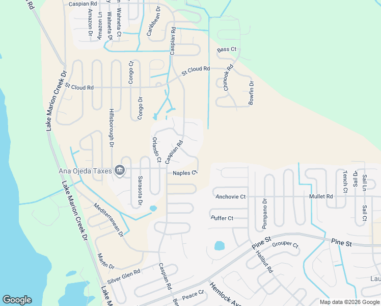 map of restaurants, bars, coffee shops, grocery stores, and more near 401 Naples Court in Kissimmee