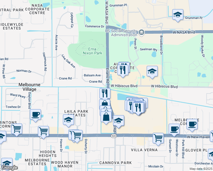 map of restaurants, bars, coffee shops, grocery stores, and more near 486 Chestnut Street in Melbourne