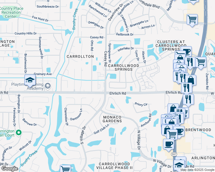 map of restaurants, bars, coffee shops, grocery stores, and more near 4132 Rolling Springs Drive in Tampa