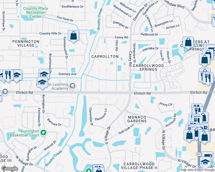 map of restaurants, bars, coffee shops, grocery stores, and more near 14905 Evershine Street in Tampa