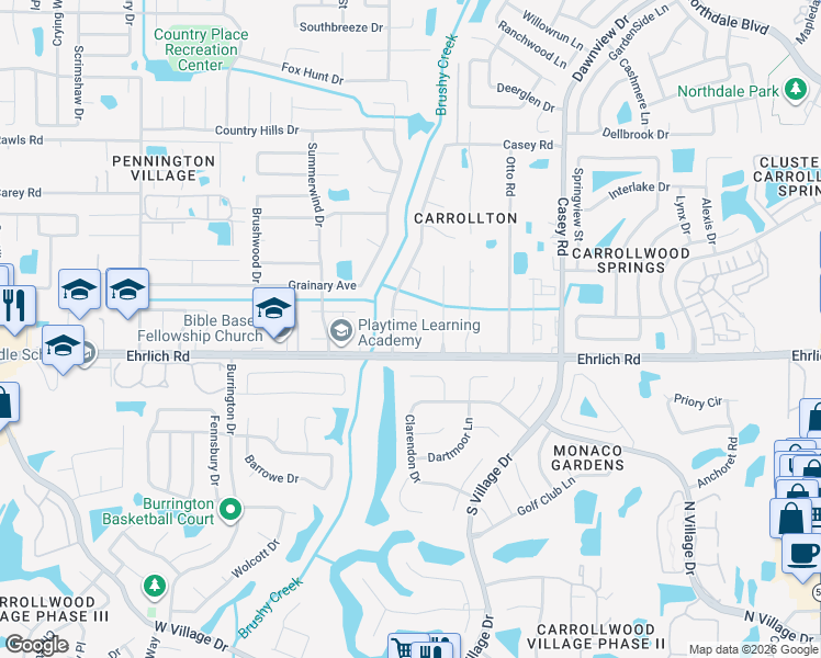 map of restaurants, bars, coffee shops, grocery stores, and more near 14908 Coldwater Lane in Tampa
