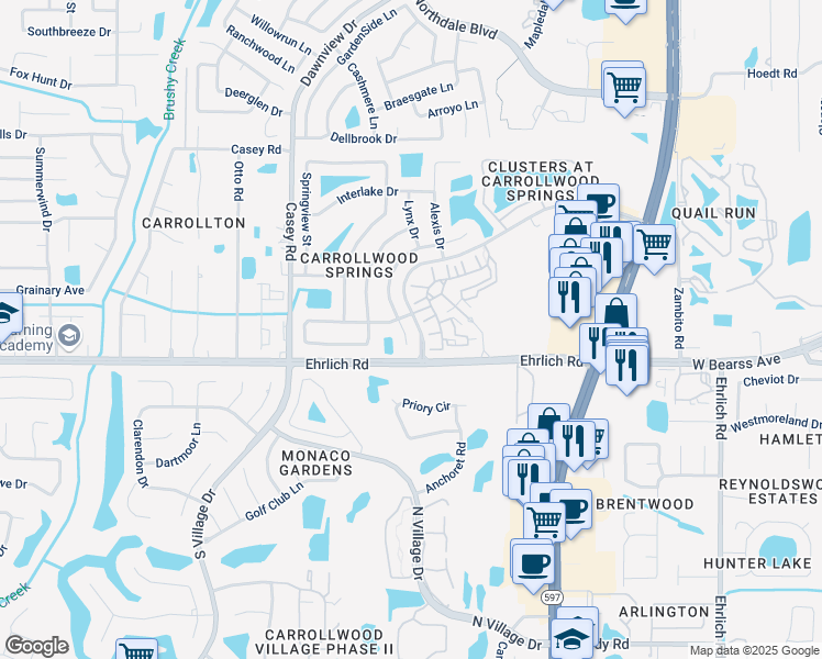 map of restaurants, bars, coffee shops, grocery stores, and more near 4008 Palmetto Palm Court in Tampa