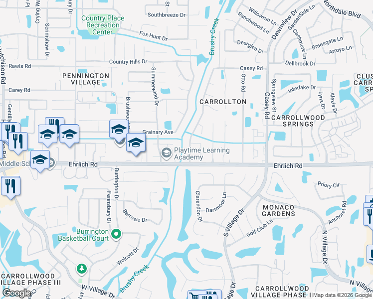 map of restaurants, bars, coffee shops, grocery stores, and more near 14910 Winterwind Drive in Tampa