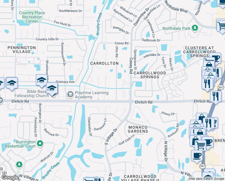 map of restaurants, bars, coffee shops, grocery stores, and more near 14920 Otto Road in Tampa