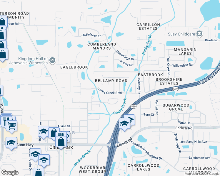 map of restaurants, bars, coffee shops, grocery stores, and more near 14905 Salamander Place in Tampa