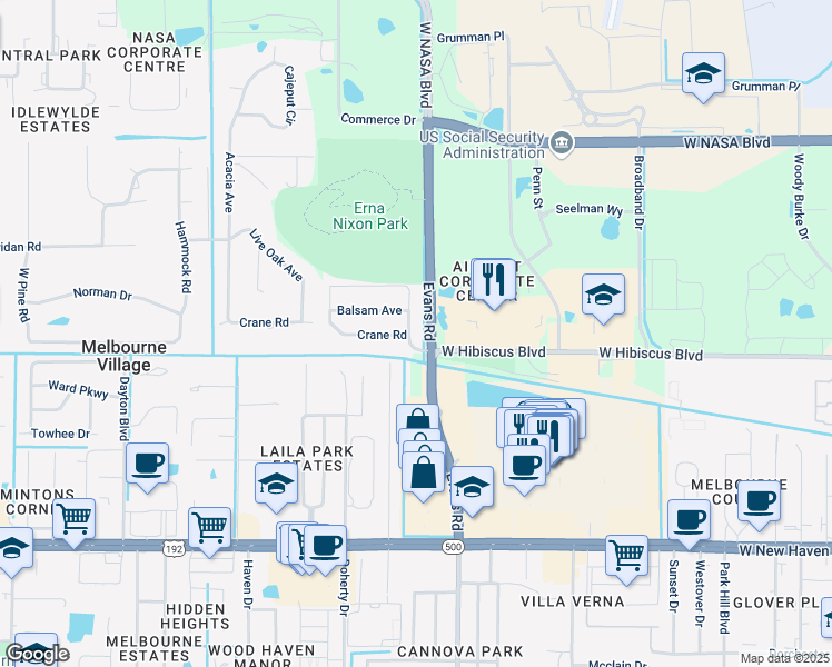 map of restaurants, bars, coffee shops, grocery stores, and more near 486 Chestnut Street in Melbourne