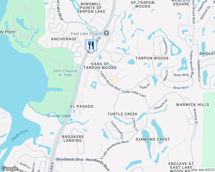 map of restaurants, bars, coffee shops, grocery stores, and more near 2466 Johnna Court in Palm Harbor