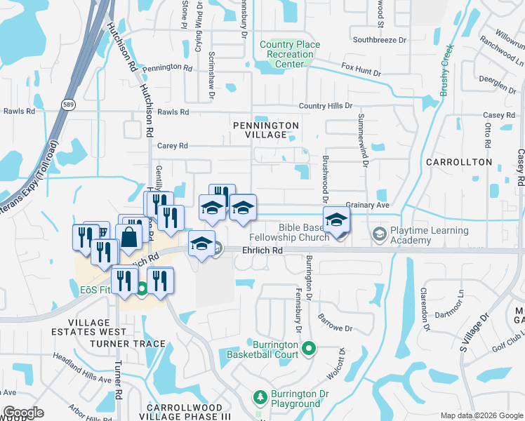 map of restaurants, bars, coffee shops, grocery stores, and more near 5011 Grainary Avenue in Tampa