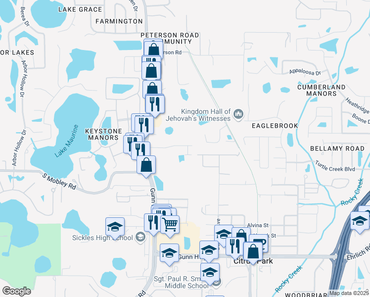map of restaurants, bars, coffee shops, grocery stores, and more near 8248 Nectar Ridge Court in Odessa