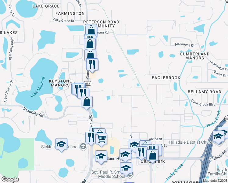 map of restaurants, bars, coffee shops, grocery stores, and more near 8519 Primrose Willow Place in Odessa