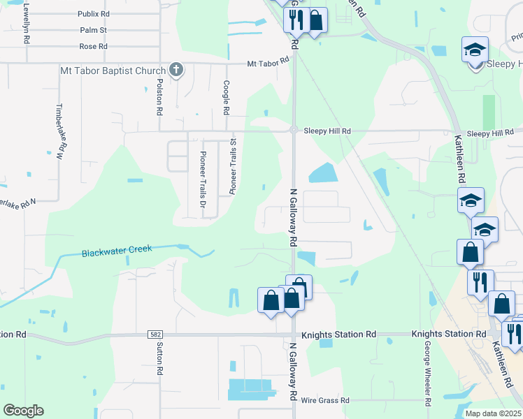 map of restaurants, bars, coffee shops, grocery stores, and more near 3135 Galloway Oaks Drive in Lakeland