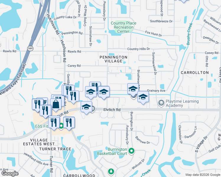 map of restaurants, bars, coffee shops, grocery stores, and more near 5011 Grainary Avenue in Tampa