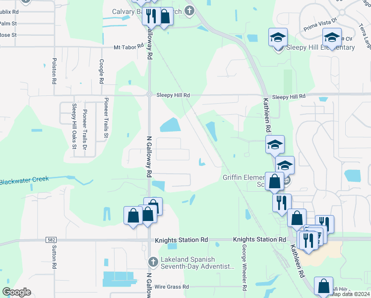 map of restaurants, bars, coffee shops, grocery stores, and more near 2895 Stonewood Cir in Lakeland