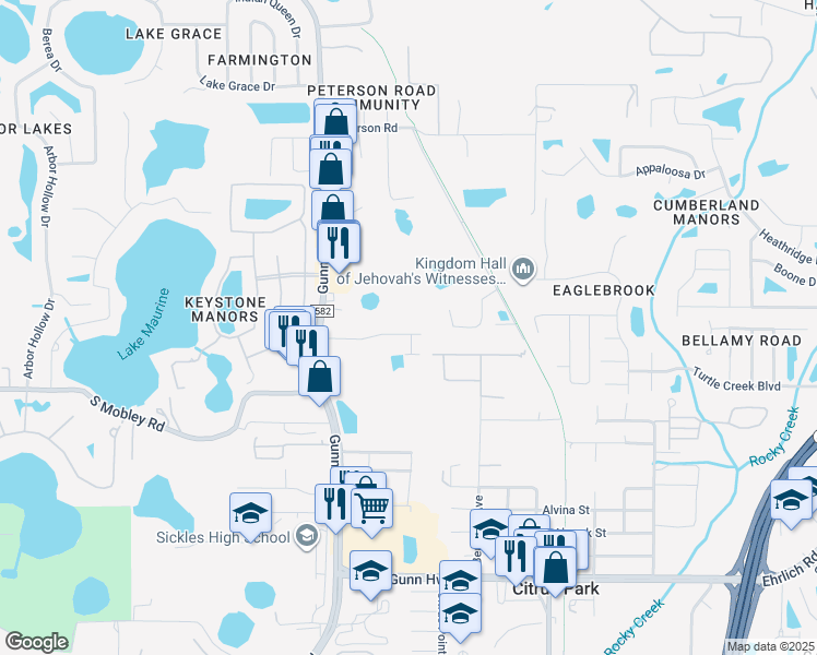 map of restaurants, bars, coffee shops, grocery stores, and more near 8248 Nectar Ridge Court in Odessa
