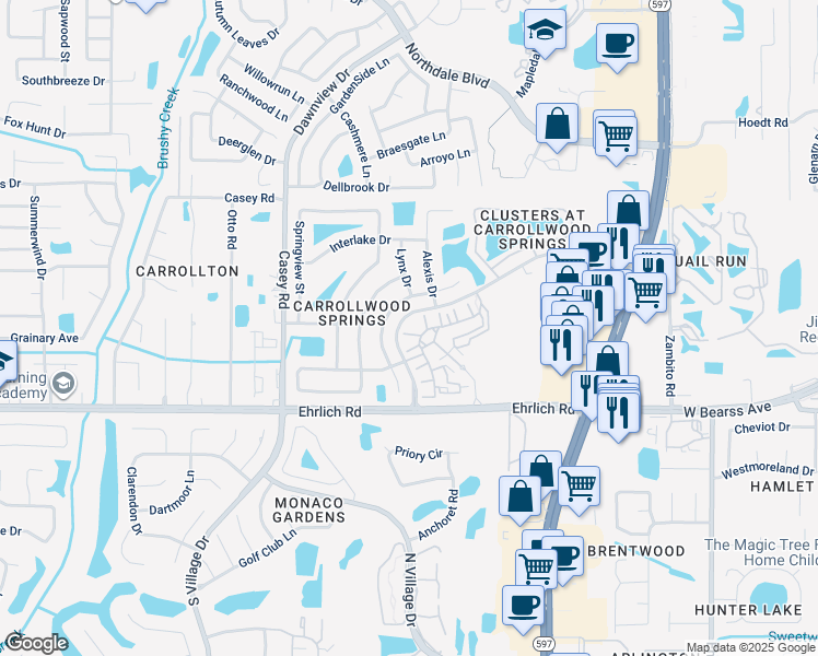 map of restaurants, bars, coffee shops, grocery stores, and more near 4001 Foxtail Palm Court in Tampa