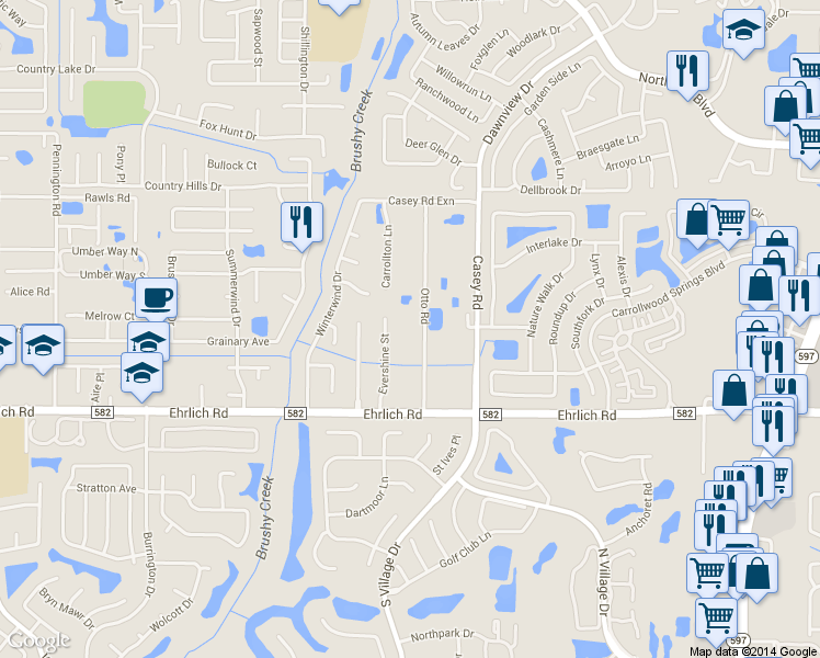 map of restaurants, bars, coffee shops, grocery stores, and more near 15212 Otto Road in Tampa