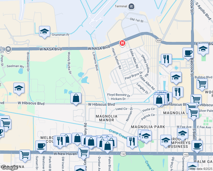 map of restaurants, bars, coffee shops, grocery stores, and more near in Melbourne