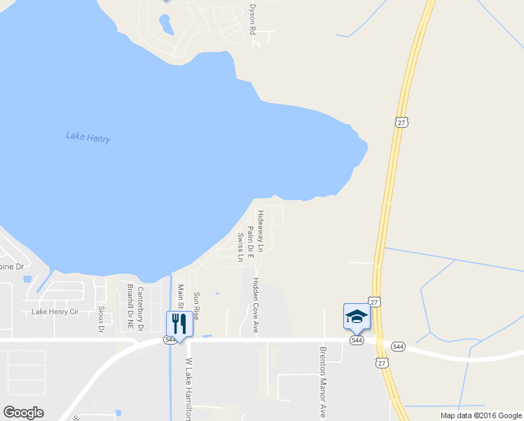 map of restaurants, bars, coffee shops, grocery stores, and more near 376 Lakeside Ranch Circle in Winter Haven