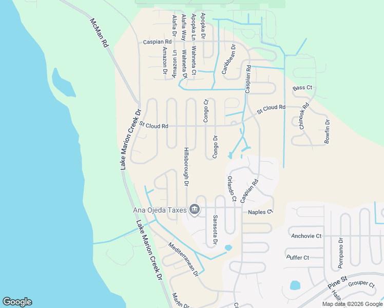 map of restaurants, bars, coffee shops, grocery stores, and more near 601 Hillsborough Place in Poinciana
