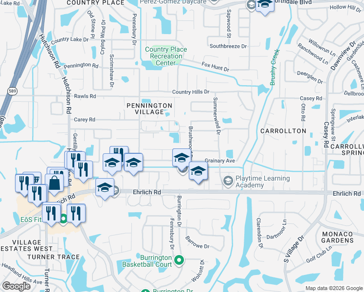map of restaurants, bars, coffee shops, grocery stores, and more near 4904 Melrow Court in Tampa
