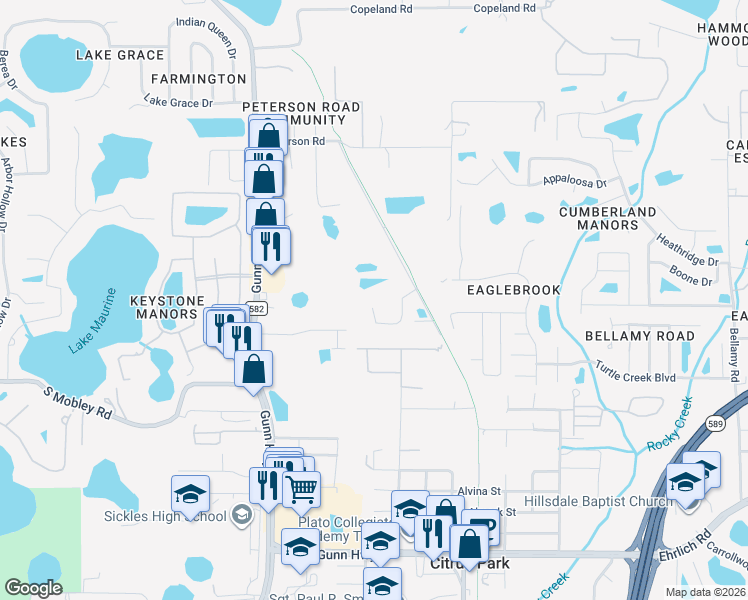 map of restaurants, bars, coffee shops, grocery stores, and more near 8261 Nectar Ridge Court in Odessa