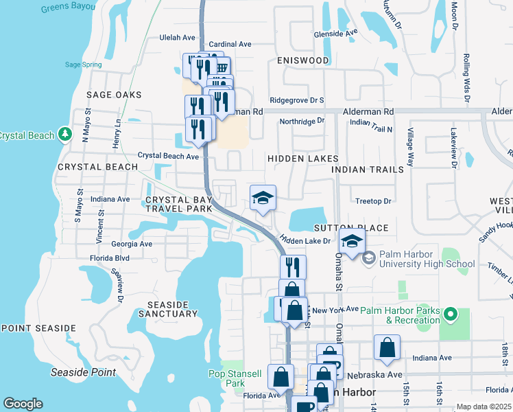map of restaurants, bars, coffee shops, grocery stores, and more near 2146 U.S. 19 Alternate in Palm Harbor
