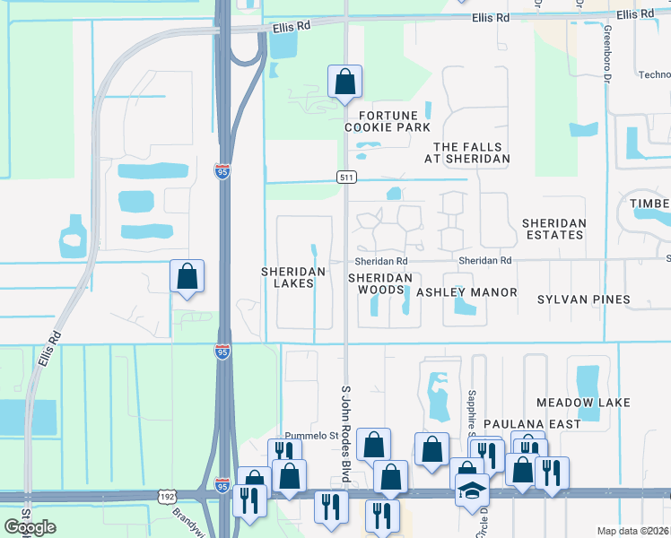map of restaurants, bars, coffee shops, grocery stores, and more near 1203 Sorento Circle in West Melbourne