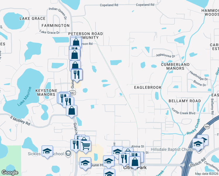 map of restaurants, bars, coffee shops, grocery stores, and more near 15018 Rails Road in Odessa