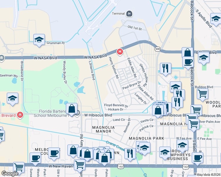 map of restaurants, bars, coffee shops, grocery stores, and more near 1169 Stansted Road in Melbourne