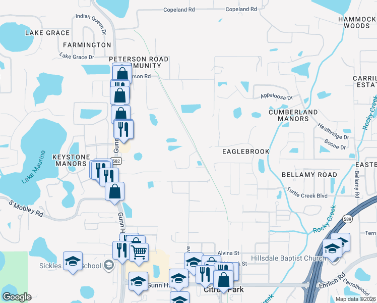 map of restaurants, bars, coffee shops, grocery stores, and more near 15018 Rails Road in Odessa