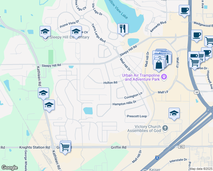 map of restaurants, bars, coffee shops, grocery stores, and more near 1820 Holton Road in Lakeland