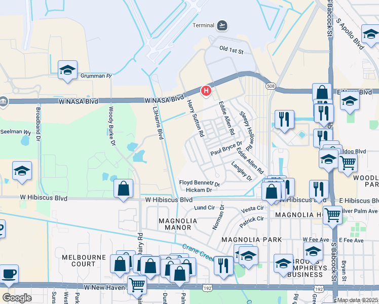 map of restaurants, bars, coffee shops, grocery stores, and more near 1169 Stansted Road in Melbourne