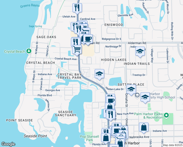 map of restaurants, bars, coffee shops, grocery stores, and more near 2146 U.S. 19 Alternate in Palm Harbor