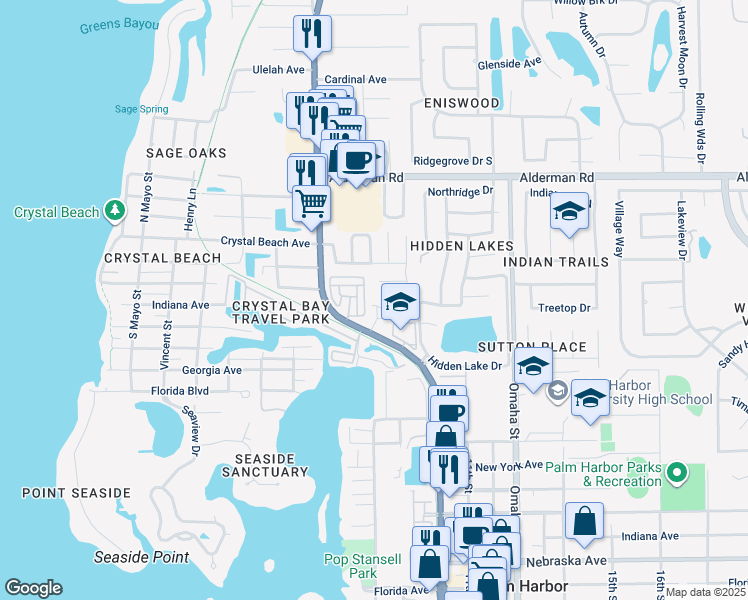 map of restaurants, bars, coffee shops, grocery stores, and more near 2146 U.S. 19 Alternate in Palm Harbor