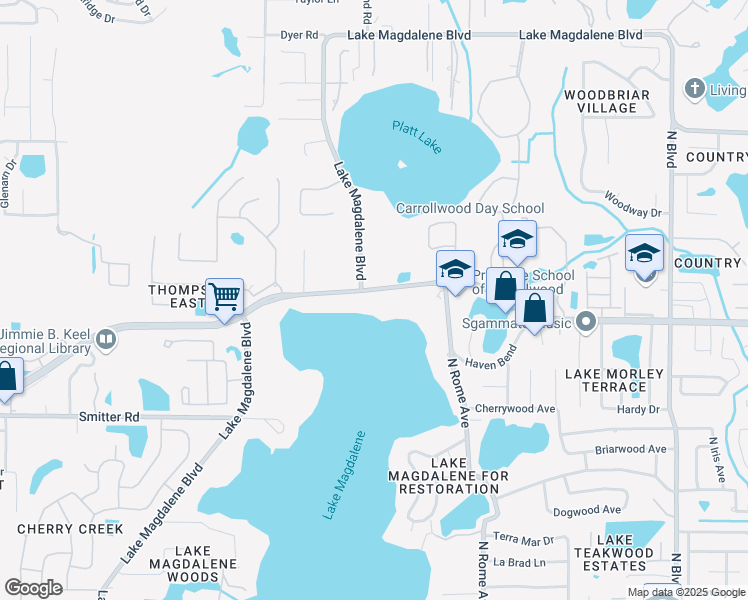 map of restaurants, bars, coffee shops, grocery stores, and more near 1818 West Bearss Avenue in Tampa