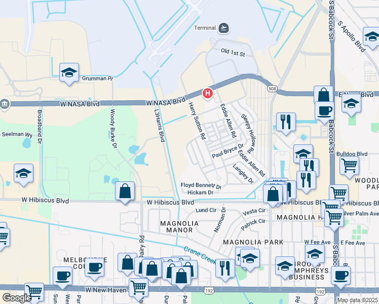 map of restaurants, bars, coffee shops, grocery stores, and more near 1169 Stansted Road in Melbourne
