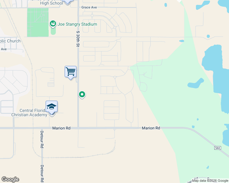 map of restaurants, bars, coffee shops, grocery stores, and more near 3610 State Road 544 in Haines City