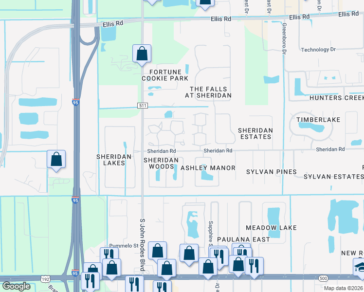 map of restaurants, bars, coffee shops, grocery stores, and more near 9000 Brighton Court in Melbourne