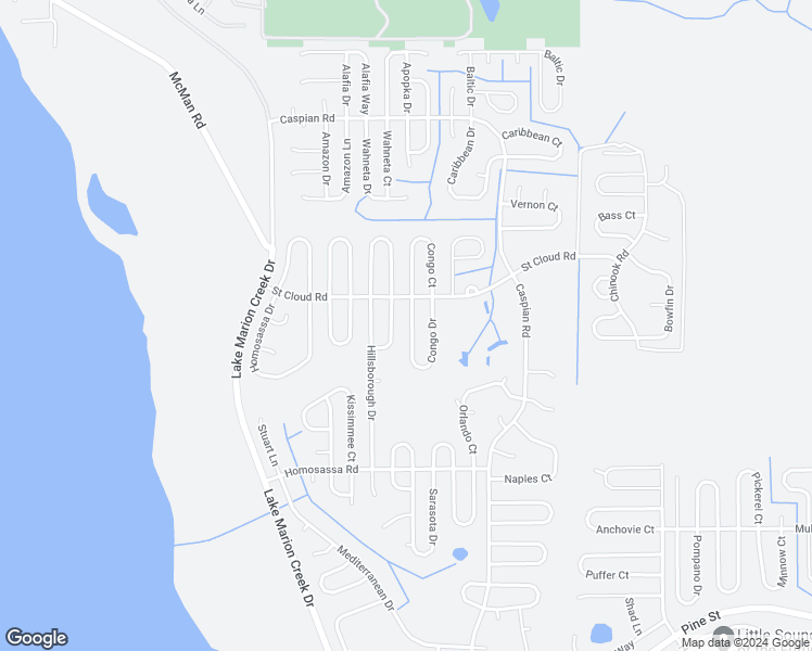 map of restaurants, bars, coffee shops, grocery stores, and more near 1357 Congo Drive in Kissimmee