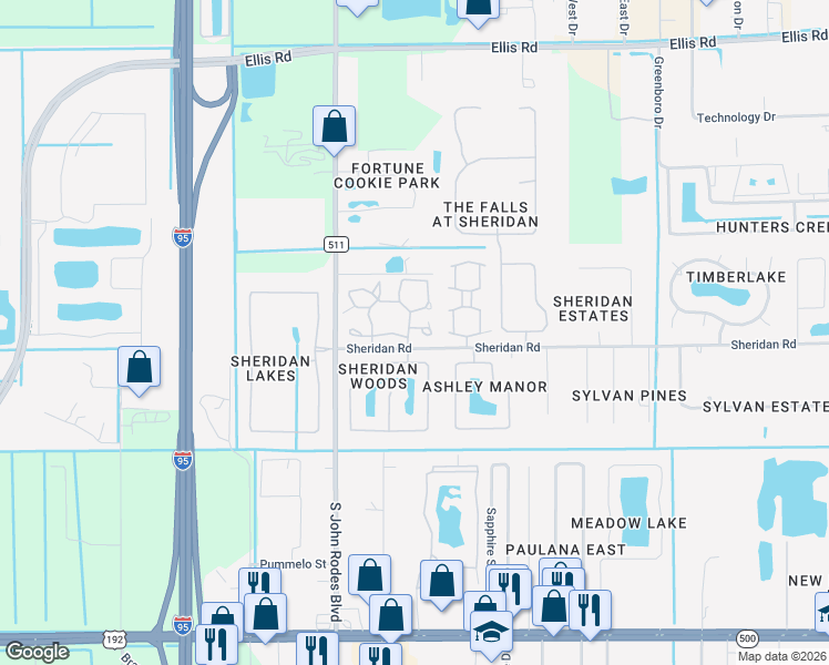 map of restaurants, bars, coffee shops, grocery stores, and more near 607 Greenwood Village Boulevard in Melbourne
