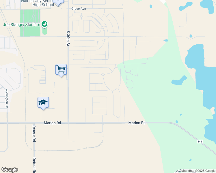map of restaurants, bars, coffee shops, grocery stores, and more near 3610 State Road 544 in Haines City