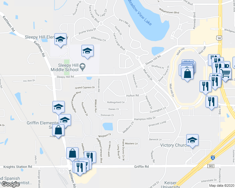 map of restaurants, bars, coffee shops, grocery stores, and more near 1845 Holton Road in Lakeland