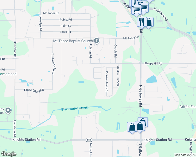 map of restaurants, bars, coffee shops, grocery stores, and more near 3805 Sleepy Hill Oaks Street in Lakeland