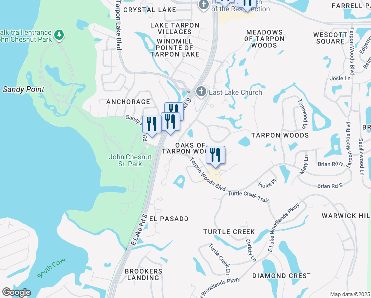map of restaurants, bars, coffee shops, grocery stores, and more near in East Lake