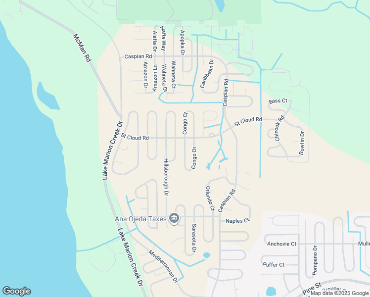 map of restaurants, bars, coffee shops, grocery stores, and more near Congo Drive in Kissimmee